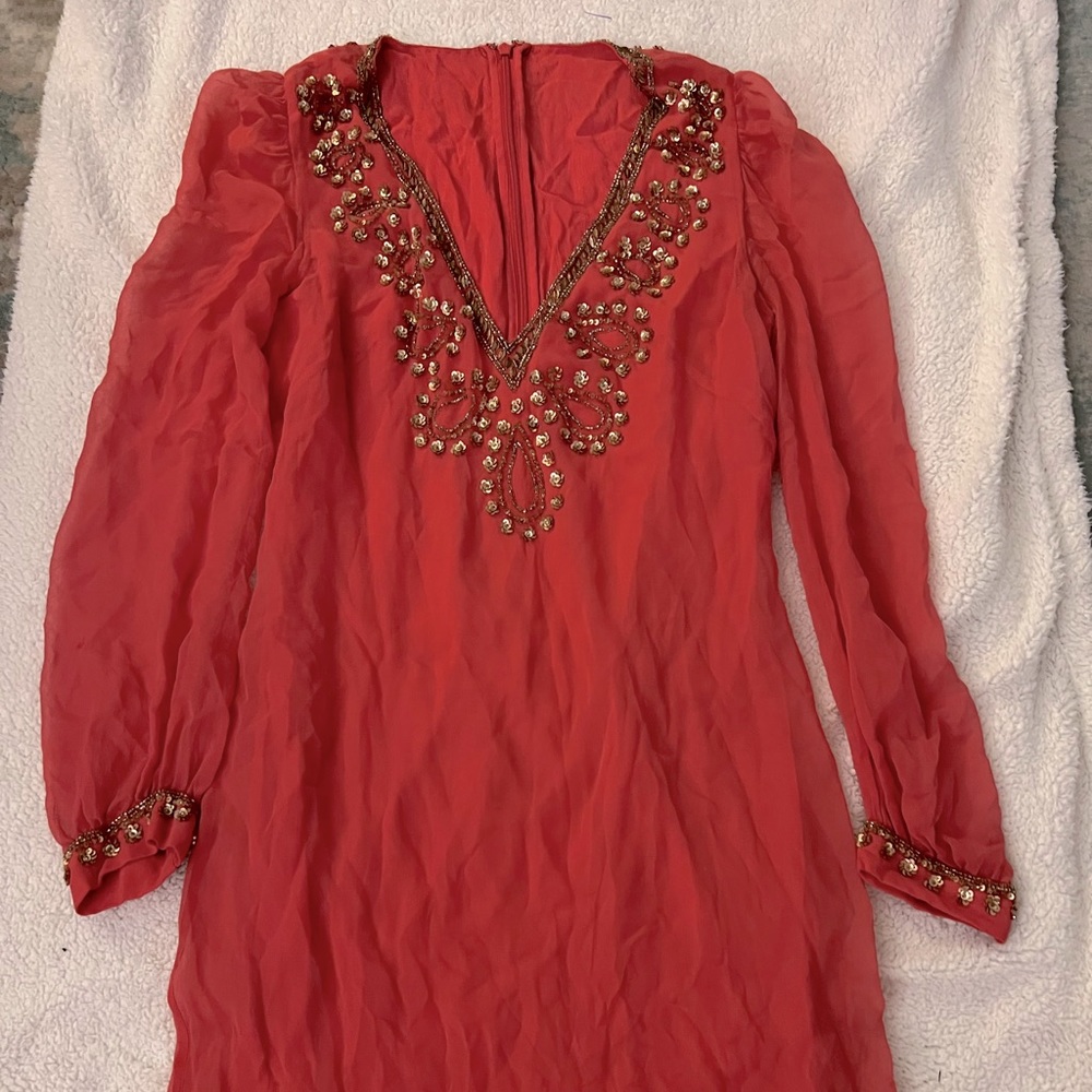 Coral sparkle dress, size small